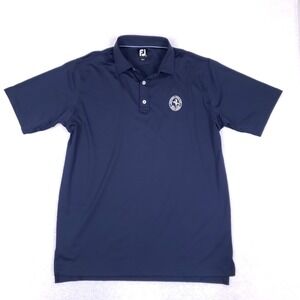 FootJoy Polo Shirt Large Bethpage Black Course Golf Navy Blue Performance